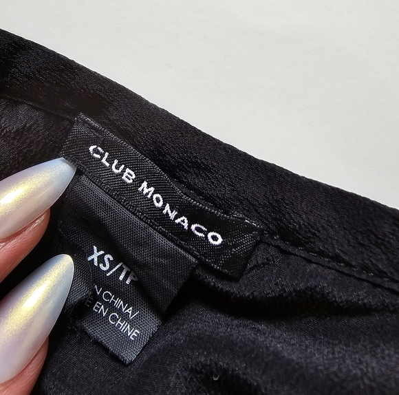 Club Monaco Xs Black 100% Silk Long Sleeve Blouse Top - Picture 4 of 5